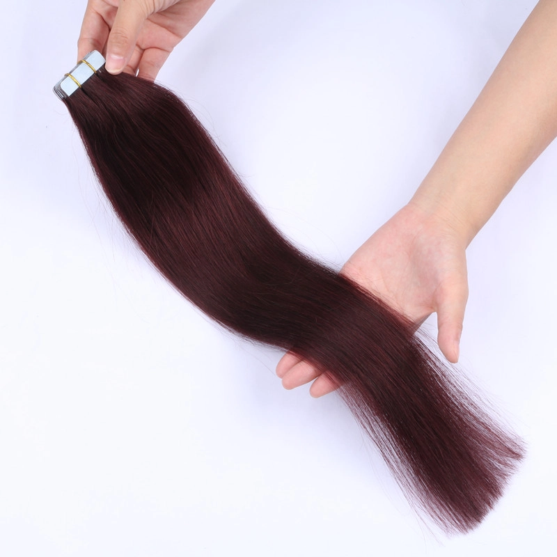 EMEDA Burgundy wine red #99J Tape in hair extension for thin hair  HJ 041